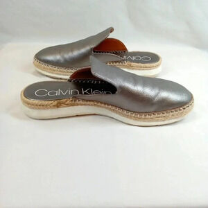 Calvin Klein Mule Womens 8 Verie Silver Espadrille